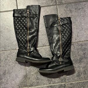 Tall Zipper Riding Boots - Black